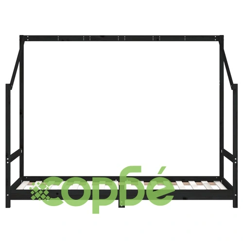 Рамка за детско легло, черна, 90x200 см, масивно борово дърво ➤ топ цена ➤ sorbe.bg