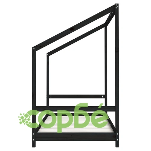 Рамка за детско легло, черна, 90x200 см, масивно борово дърво ➤ топ цена ➤ sorbe.bg