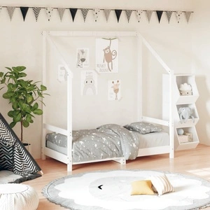 Рамка за детско легло, бяла, 70x140 см, бор масив