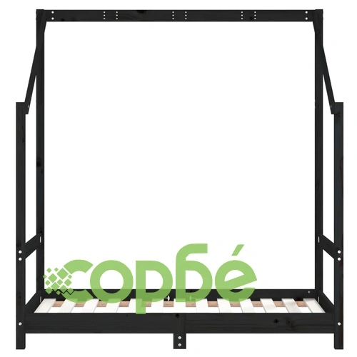 Рамка за детско легло черна 70x140 см масивна борова дървесина ➤ топ цена ➤ sorbe.bg