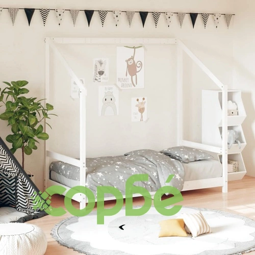 Детска рамка за легло бяла 80x160 см масивна борова дървесина ➤ топ цена ➤ sorbe.bg