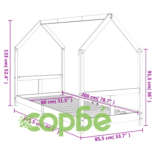Детска рамка за легло 80x200 см борово дърво масив ➤ топ цена ➤ sorbe.bg