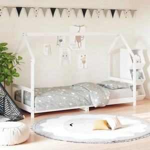 Рамка за детско легло бяла 80x200 см масивна чамова дървесина