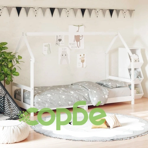Рамка за детско легло бяла 80x200 см масивна чамова дървесина ➤ топ цена ➤ sorbe.bg