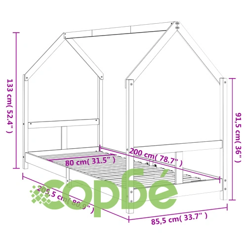 Рамка за детско легло 80x200 см масивна борова дървесина ➤ топ цена ➤ sorbe.bg