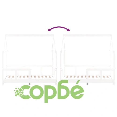 Рамка за детско легло, бяла, 70x140 см, бор масив ➤ топ цена ➤ sorbe.bg