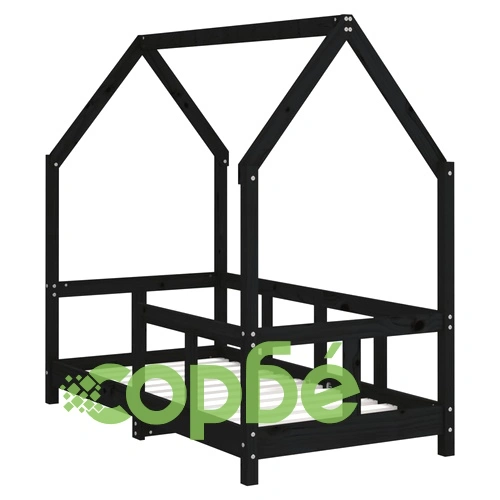 Рамка за детско легло черна 70x140 см масивна борова дървесина ➤ топ цена ➤ sorbe.bg