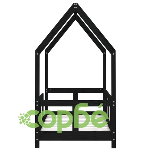 Рамка за детско легло черна 70x140 см масивна борова дървесина ➤ топ цена ➤ sorbe.bg