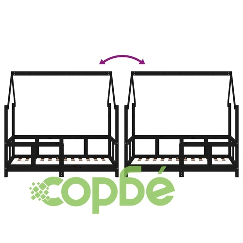 Рамка за детско легло черна 70x140 см масивна борова дървесина ➤ топ цена ➤ sorbe.bg