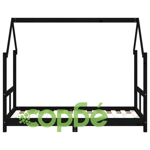 Рамка за детско легло черна 80x160 см масивно борово дърво ➤ топ цена ➤ sorbe.bg