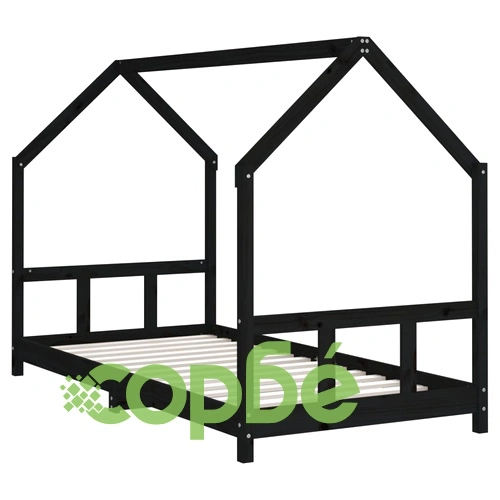 Детска рамка за легло, черна, 90x190 см, бор масив ➤ топ цена ➤ sorbe.bg