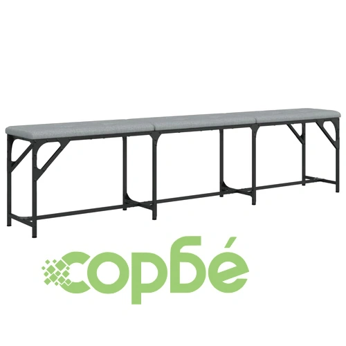 Трапезна пейка, светлосива, 186x32x45 см, стомана и плат ➤ топ цена ➤ sorbe.bg