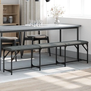 Трапезна пейка, тъмносива, 186x32x45 см, стомана и плат