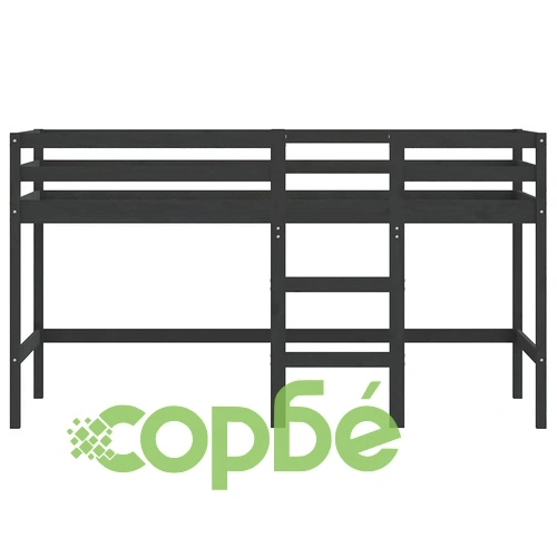 Детско високо легло със стълба, черно, 90x200 см, бор масив ➤ топ цена ➤ sorbe.bg