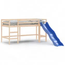 Детско високо легло с пързалка, 80x200 см, бор масив
