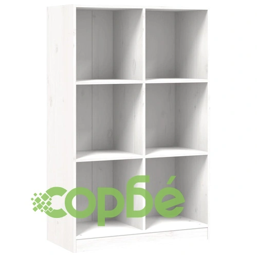 Библиотека, бяла, 70x33x110 см, борово дърво масив ➤ топ цена ➤ sorbe.bg