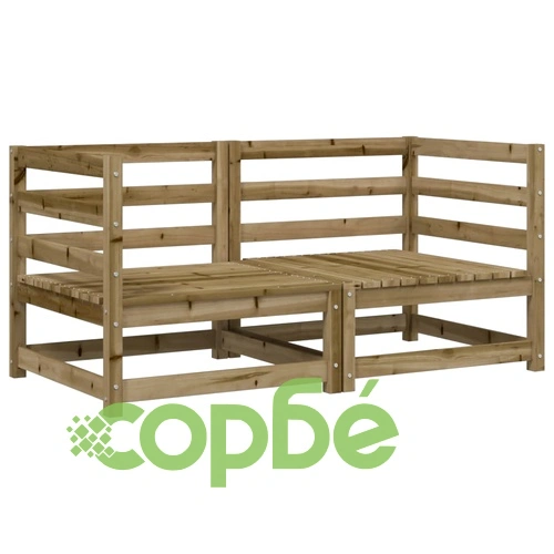 Градински ъглови дивани, 2 бр, 70x70x67 см, импрегниран бор ➤ топ цена ➤ sorbe.bg