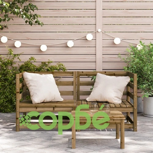 Градински ъглови дивани, 2 бр, 70x70x67 см, импрегниран бор ➤ топ цена ➤ sorbe.bg