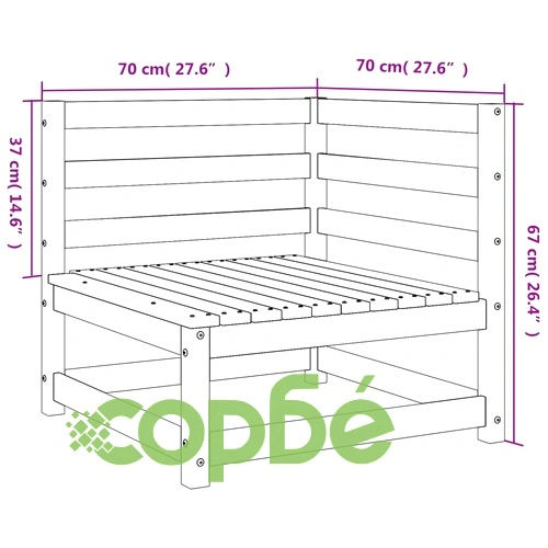 Градински ъглови дивани, 2 бр, 70x70x67 см, импрегниран бор ➤ топ цена ➤ sorbe.bg