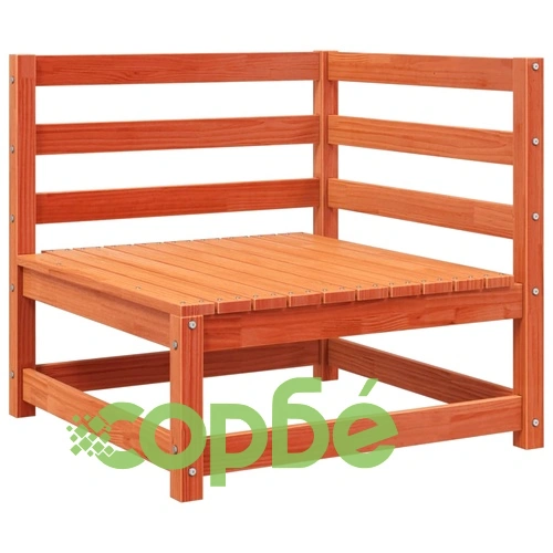 Градински диван, 2-местен, восъчнокафяв, бор масив ➤ топ цена ➤ sorbe.bg