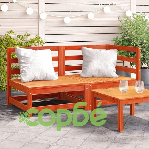 Градински диван, 2-местен, восъчнокафяв, бор масив ➤ топ цена ➤ sorbe.bg