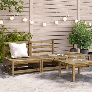 Градинско кресло без подлакътници, с табуретка, импрегниран бор