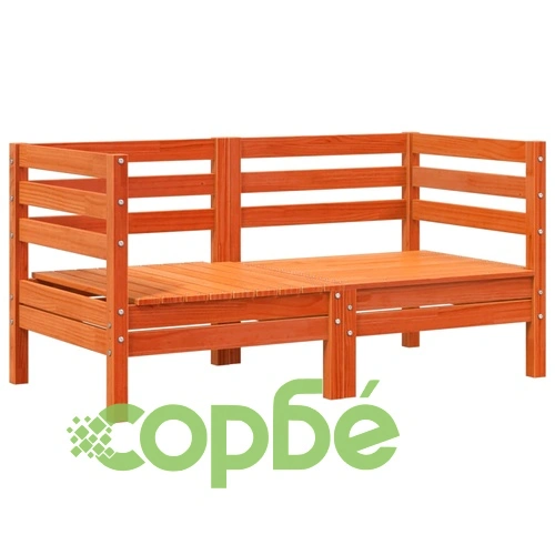 Градински ъглови дивани, 2 бр, восъчнокафяво, бор масив ➤ топ цена ➤ sorbe.bg