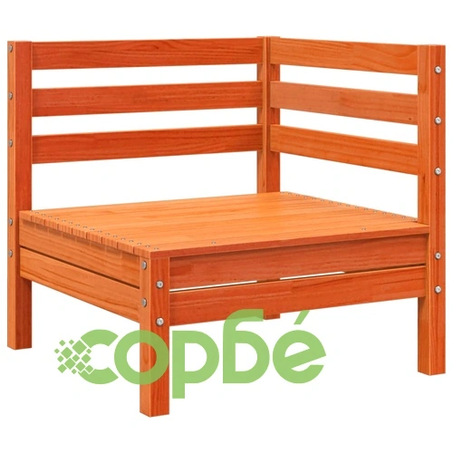 Градински ъглови дивани, 2 бр, восъчнокафяво, бор масив ➤ топ цена ➤ sorbe.bg