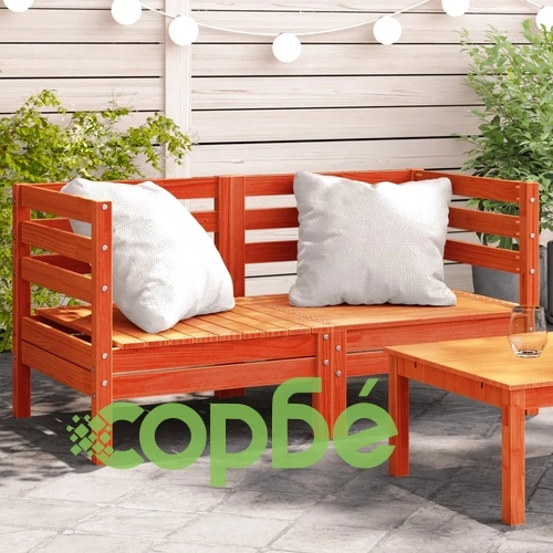 Градински ъглови дивани, 2 бр, восъчнокафяво, бор масив ➤ топ цена ➤ sorbe.bg