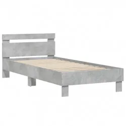 Рамка за легло с табла, бетонно сива, 75x190 см инженерно дърво
