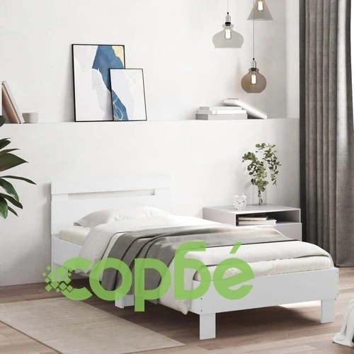 Рамка за легло с табла и LED осветление, бяла, 90x190 см ➤ топ цена ➤ sorbe.bg