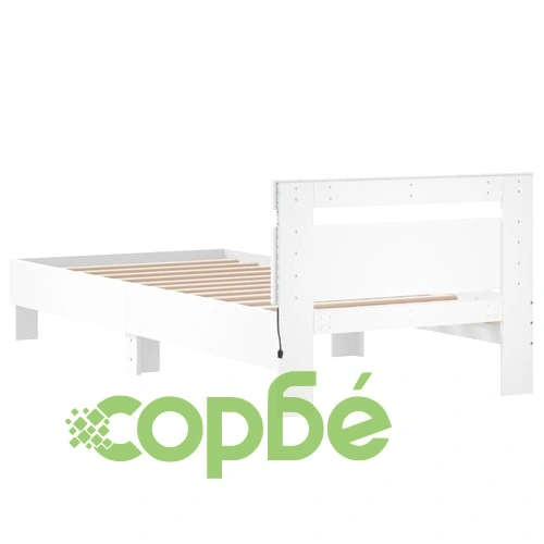 Рамка за легло с табла и LED осветление, бяла, 90x190 см ➤ топ цена ➤ sorbe.bg