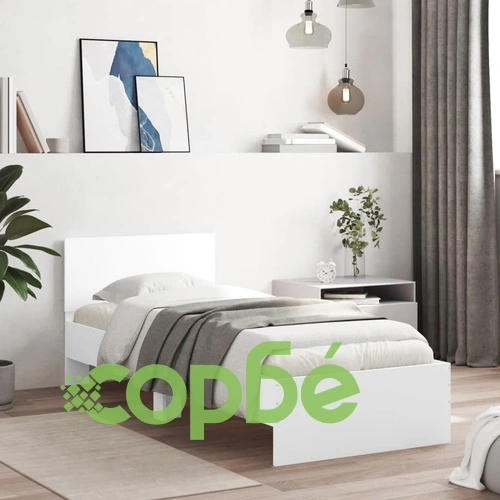 Рамка за легло с табла и LED осветление, бяла, 90x200 см ➤ топ цена ➤ sorbe.bg