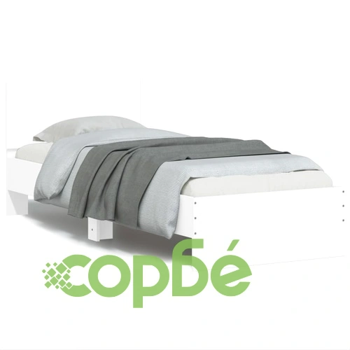Рамка за легло с табла и LED осветление, бяла, 90x200 см ➤ топ цена ➤ sorbe.bg