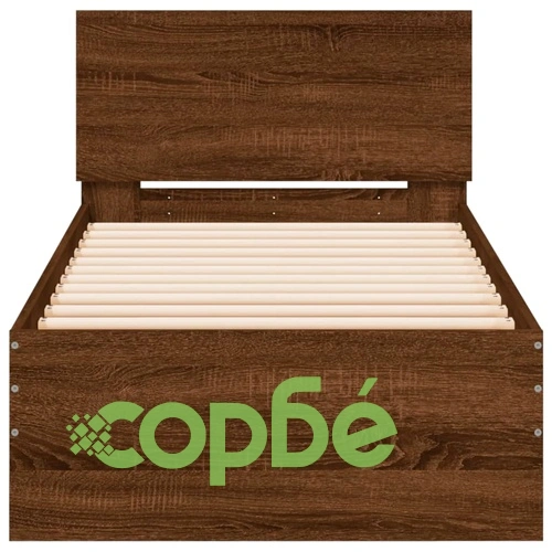 Рамка за легло с табла и LED осветление, кафяв дъб, 90x200 см ➤ топ цена ➤ sorbe.bg