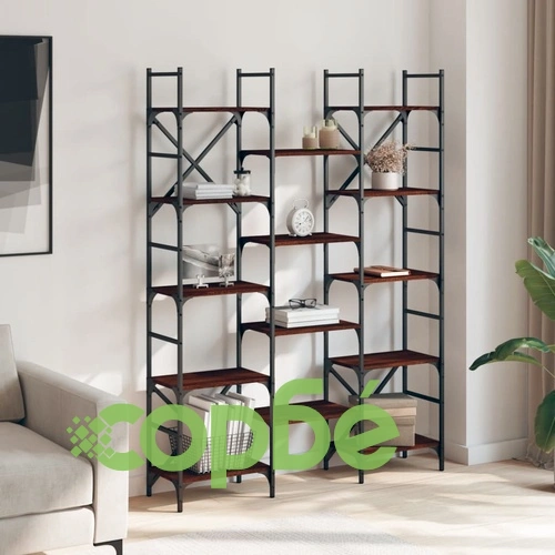 Етажерка за книги кафяв дъб 127,5x28,5x172,5 см инженерно дърво ➤ топ цена ➤ sorbe.bg