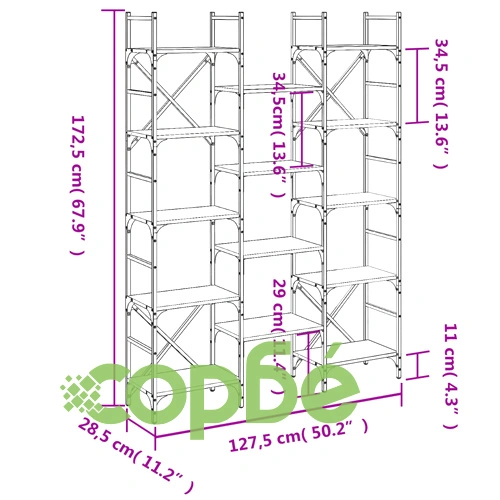 Етажерка за книги кафяв дъб 127,5x28,5x172,5 см инженерно дърво ➤ топ цена ➤ sorbe.bg