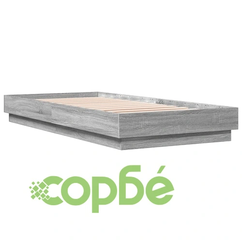 Рамка за легло с LED осветление, сив сонома, 100x200 см ➤ топ цена ➤ sorbe.bg