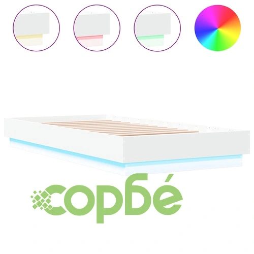 Рамка за легло с LED осветление, бяла, 90x190 см ➤ топ цена ➤ sorbe.bg