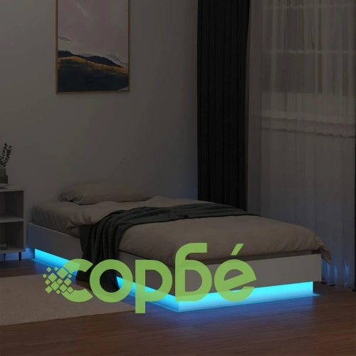 Рамка за легло с LED осветление, бяла, 90x190 см ➤ топ цена ➤ sorbe.bg