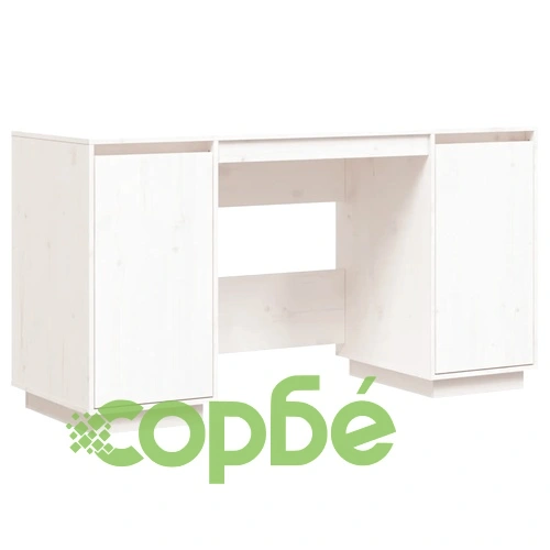 Бюро, бяло, 140x50x75 см, борово дърво масив ➤ топ цена ➤ sorbe.bg