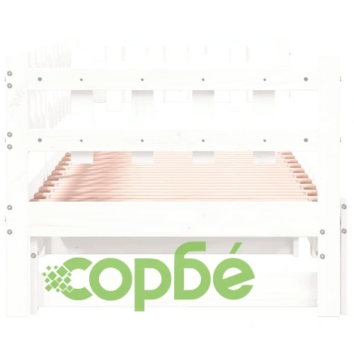 Разтегателна дневно легло бяла 2x(80x200) см борово дърво масив ➤ топ цена ➤ sorbe.bg
