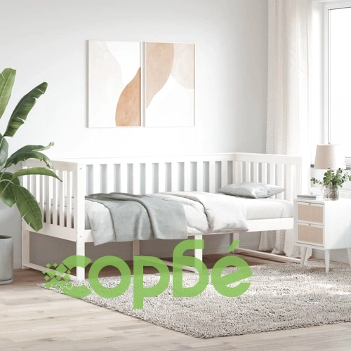 Дневно легло без матрак Бяло 100x200 cm Масивна дървесина Бор ➤ топ цена ➤ sorbe.bg