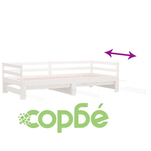 Канапе с изтеглящо разтегателно легло бяло 90x200 см бор масив ➤ топ цена ➤ sorbe.bg