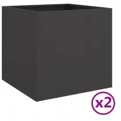 Кашпи, 2 бр, черни, 49x47x46 см, студеновалцувана стомана