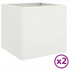 Кашпи, 2 бр, Бели, 49x47x46 см, студеновалцувана стомана