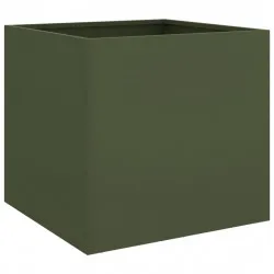 Кашпа, маслиненозелена, 49x47x46 см, студеновалцувана стомана