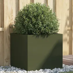 Кашпа, маслиненозелена, 49x47x46 см, студеновалцувана стомана