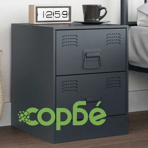 Нощно шкафче, антрацит, 34,5x39х44 см, стомана ➤ топ цена ➤ sorbe.bg