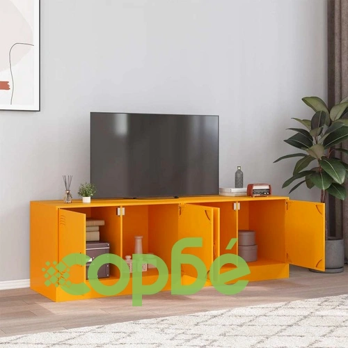 ТВ шкафове, 2 бр, горчица жълто, 67x39x44 см, стомана ➤ топ цена ➤ sorbe.bg